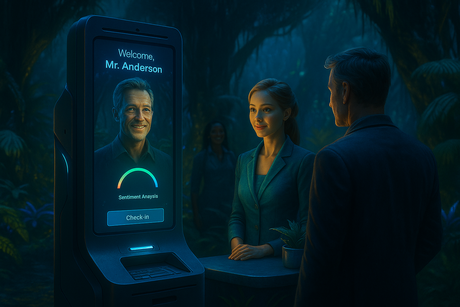 Smart Hotel Lobby System AI Recognition